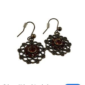 Rebecca Malone Gold and Brown Floral Earrings